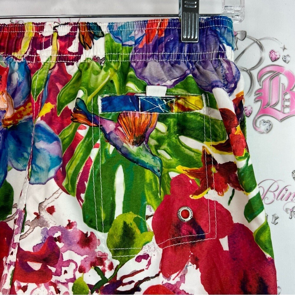 Azul siete shorts floral flowers Vibrant Parrot Print swim trunks beach surf - Picture 8 of 11